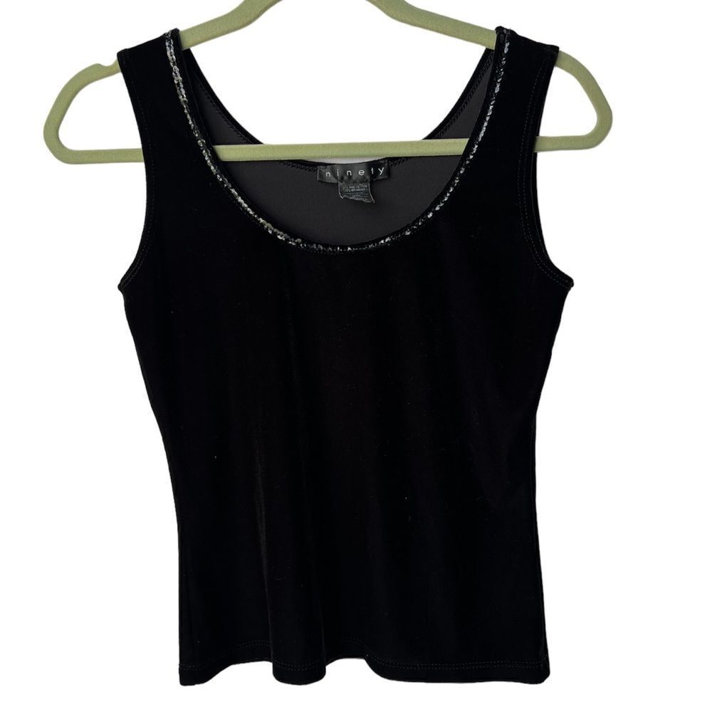 Ninety Y2K Velvet Sequins Top Black Size Medium
